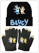 Bluey Cartoon Knitted Hat and Gloves Set Beanie Warm Hat Kids Gifts UK