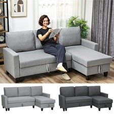 3-in-1 Convertible Sofa Bed with Storage, 3 Seater Sectional Sofa