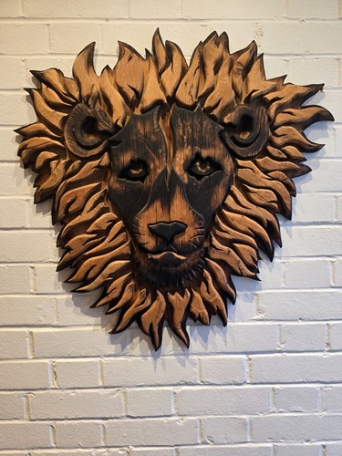 Lion wooden head - lion, home