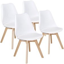 4pcs Dining Chairs Soft Padded Seat Kitchen Chairs with Beech Wooden Legs Modern