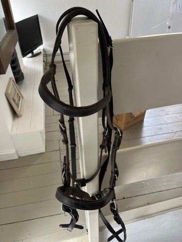 Brown leather bitless bridle - brown,