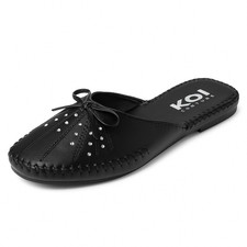 Womens Flat Mule Sliders Faux