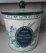 VINTAGE CRACKER BARREL STORAGE TIN/BISCUIT CHEESE TINS/DECORATIVE/KITCHEN/RETRO