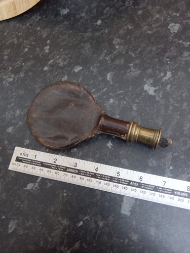 Antique leather brass gun - leather,