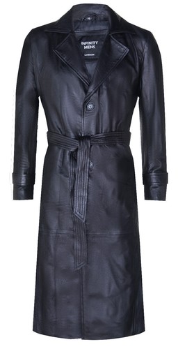 Men black leather full - black,