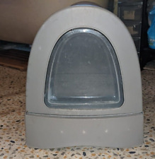 Grey Cat Litter Tray Enclosed Anti Splash Clear Flap Single Pull Out Tray Scoop