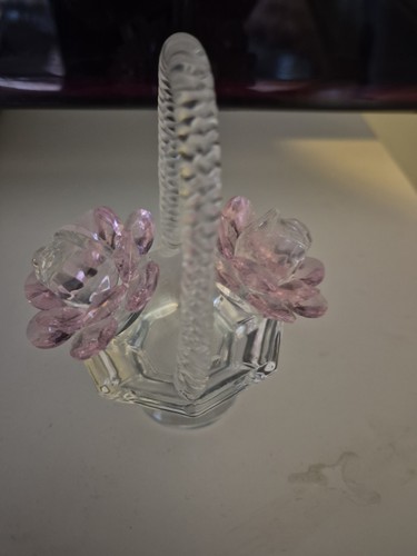 Glass pink roses bascket - pink, in