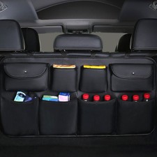 Car Trunk Organizer PU Leather Rear Seat Storage Bag Car Interior Accessories