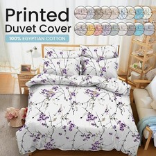 100% Egyptian Cotton Printed Fitted Sheet Or Duvet Cover Single Double King Size