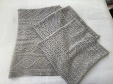 The White Company Wool Mix Cable Knit Grey Throw & 2X Matching Cushion Covers