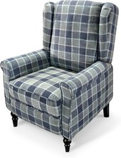 Flexispot Manual Recliner Pushback Armchair Grey Check Design Boxed
