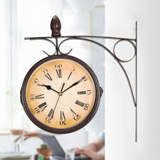 Outdoor Garden Paddington Station Wall Clock Double Sided Hanging Bracket Clocks