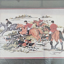 Vtg Leisure Arts Fox Collection Counted Cross Stitch Fox Hunt 40cm Talleyho 2098