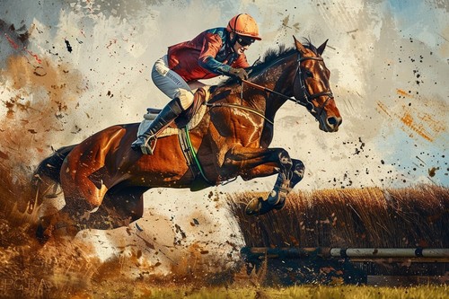 Horse racing colourful canvas - horse,