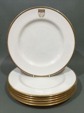 Spode Bone China 6 x Dinner Plates Gold Crested Vintage 