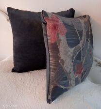 LAURA ASHLEY VINTAGE FABRIC    CUSHION COVER 16" Back Vinllandry Charcoal Velvet