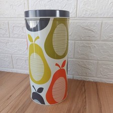 ORLA KIELY 2014 Tall Tin Storage Cannister Container retro scandi pear pattern