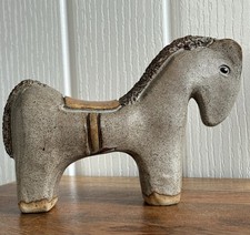 Studio Heavy Stoneware Pottery Dala Style Horse Sculpture Figure 6” x 4.5”