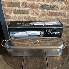 Stainless Steel 3 Piece Fish Poacher Steamer / Kettle for Salmon 24" x 7" Pan