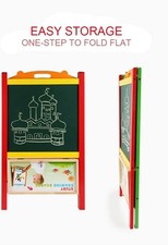 Kids Wooden Art Easel – Magnetic Whiteboard & Blackboard With Letters & Numbers