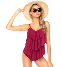 Ubiuty Swim Suit Red Ruffle