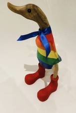 Wooden Duck With Wellies | Rainbow | Pride Gift | Handmade | NHS | LGBTQ