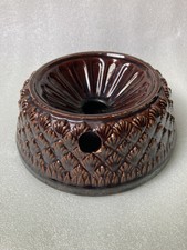Antique Brown Grazed Earthenware Spittoon with moulded band of decoration