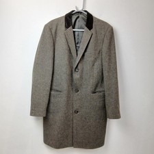 Racing Green Tweed Overcoat Size 42 Mens Brown Wool Blend WRDC