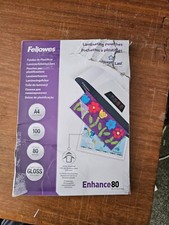 Fellowes A4 Laminating Pouches – 80 Micron Gloss, Self-Adhesive Finish