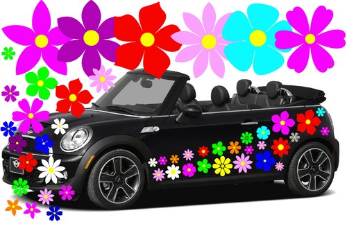 Mixed flower car decals - car,