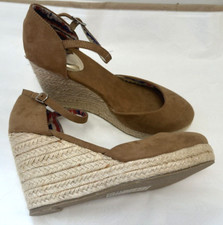 NEW! Joe Browns UK6 Eu39 US8 tan faux suede (textile) wedge espadrille shoes