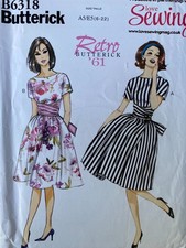 Butterick Sewing Pattern B6318 Retro '61 Dress Sizes 6-22 Unused Vintage Style