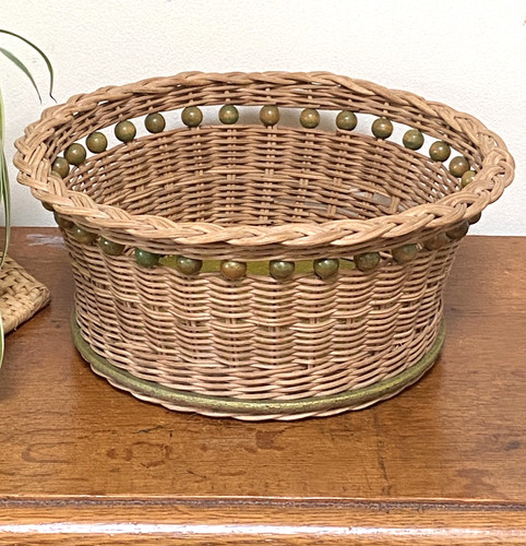 Vintage 1950 wicker basket - vintage,