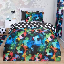 Football Duvet Cover Bedding Set Quilt Pillowcase Soft Reversible Neon Galaxy