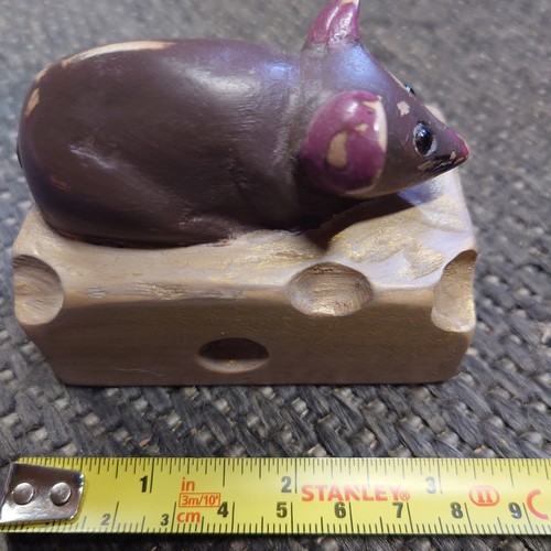 Wooden mouse ornament figurine - wooden,