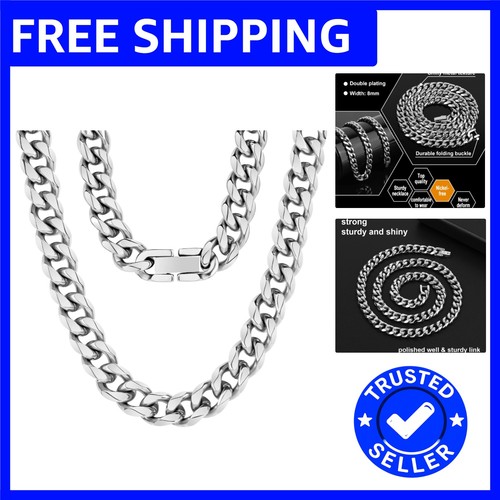 8mm titanium steel cuban chain - titanium,