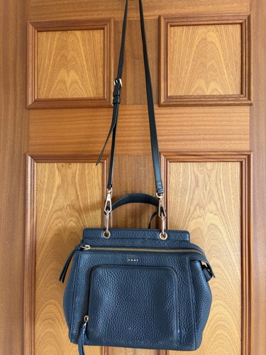 Dkny navy leather - leather, crossbody