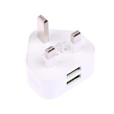UK 3 Pin Dual USB Plug Adapter