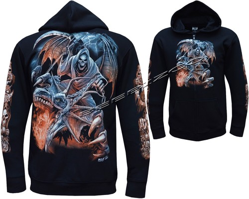 Zip hoodie grim - hoodie, fire