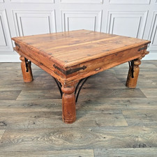 Large Rustic Vintage Solid Wooden Coffee Side Table - Indian - Mango / Acacia ?