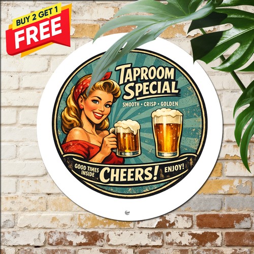 Funny beer round tin metal - funny,