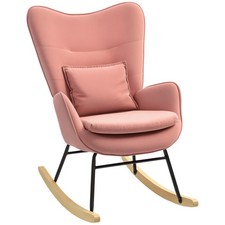 HOMCOM Velvet Rocking Chair with Lumbar Pillow for Living Room Bedroom