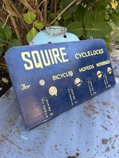 vintage Squire Cycle locks Wooden advertising sign