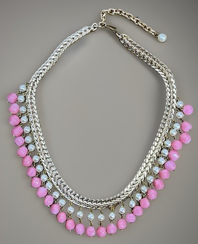 Vintage pink beaded - pink, pearl