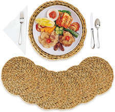 Pack of 6 Luxury Quality Woven Wicker Table Place Mats, round Placemats for Dini