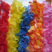 12 Garlands Hawaiian Flower Lei, Tropical party Fancy Dress 12 Colour 