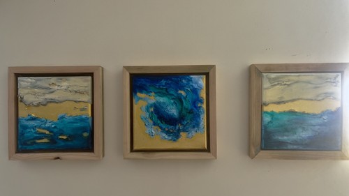 Triptych waves oil on - waves,