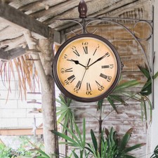 Vintage Wall Clock Outdoor Garden Big Roman Numerals Railway Train Station Clock