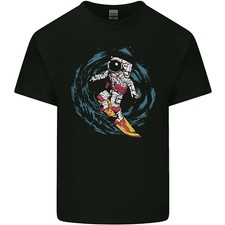Black Hole Surfer Astronaut Space Surfing Mens Cotton T-Shirt Tee Top