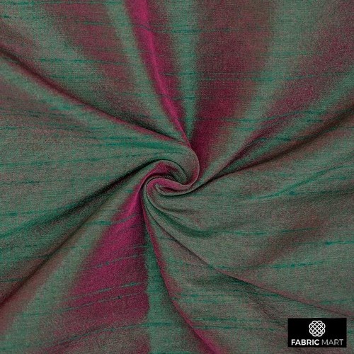 Green and fuchsia faux silk - green,